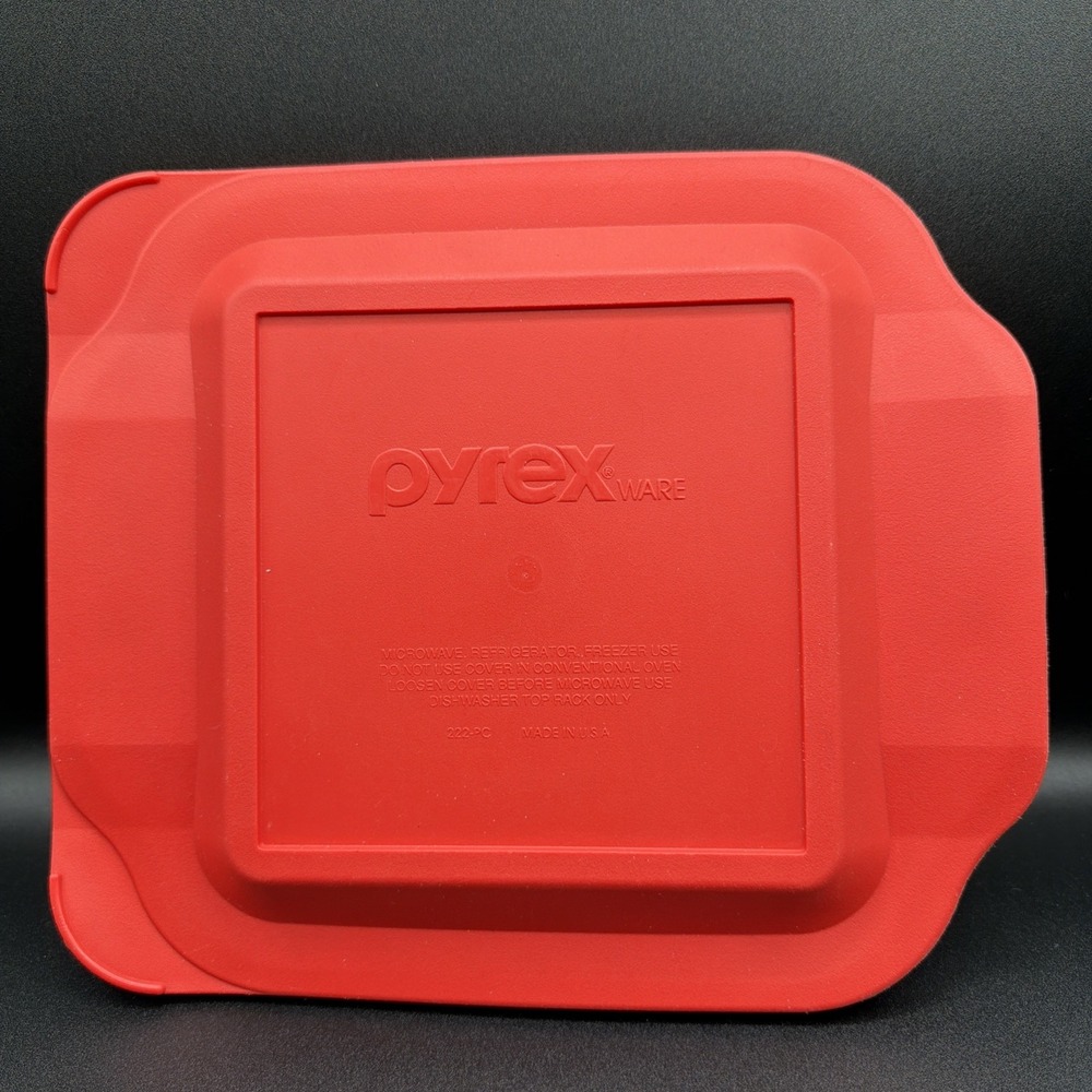 Pyrex Ware 222-PC Red Replacement Storage Lid Cover Square Red Plastic